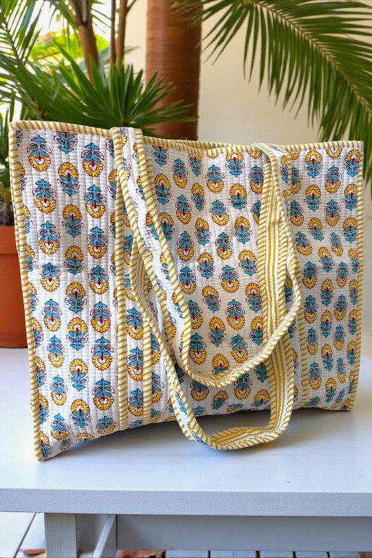 Halsey Yellow Floral Tote Bag