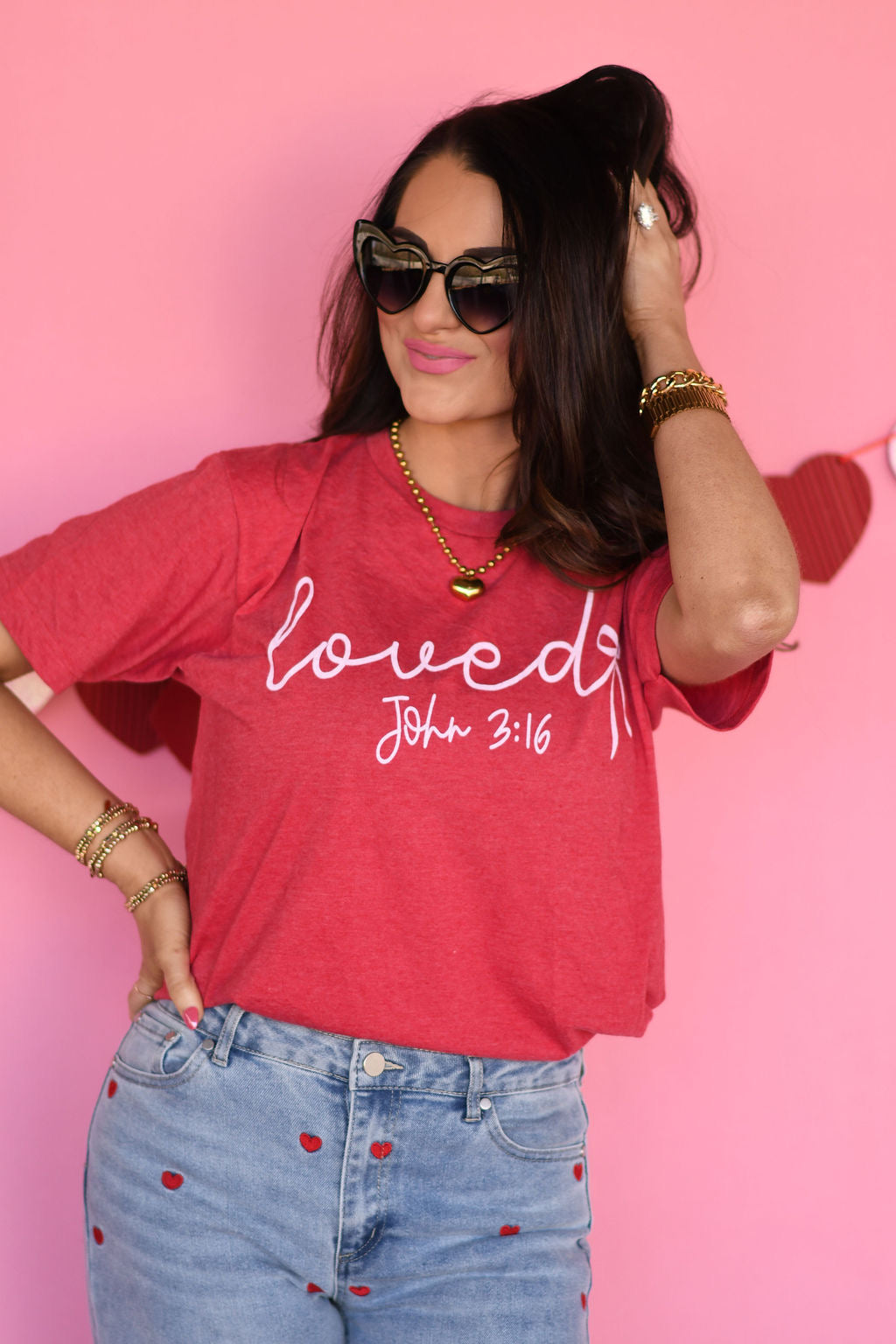 Loved John 3:16 Bow Short Sleeve Tee