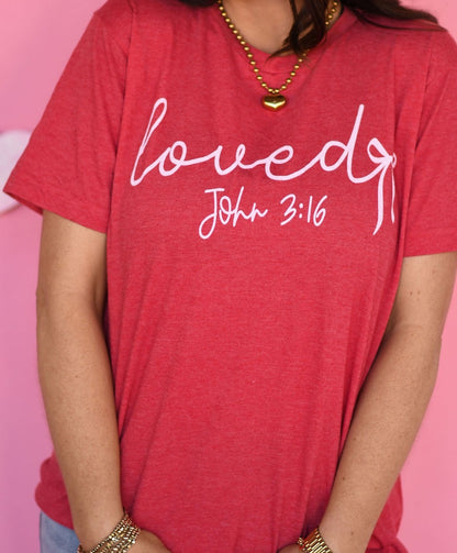 Loved John 3:16 Bow Short Sleeve Tee