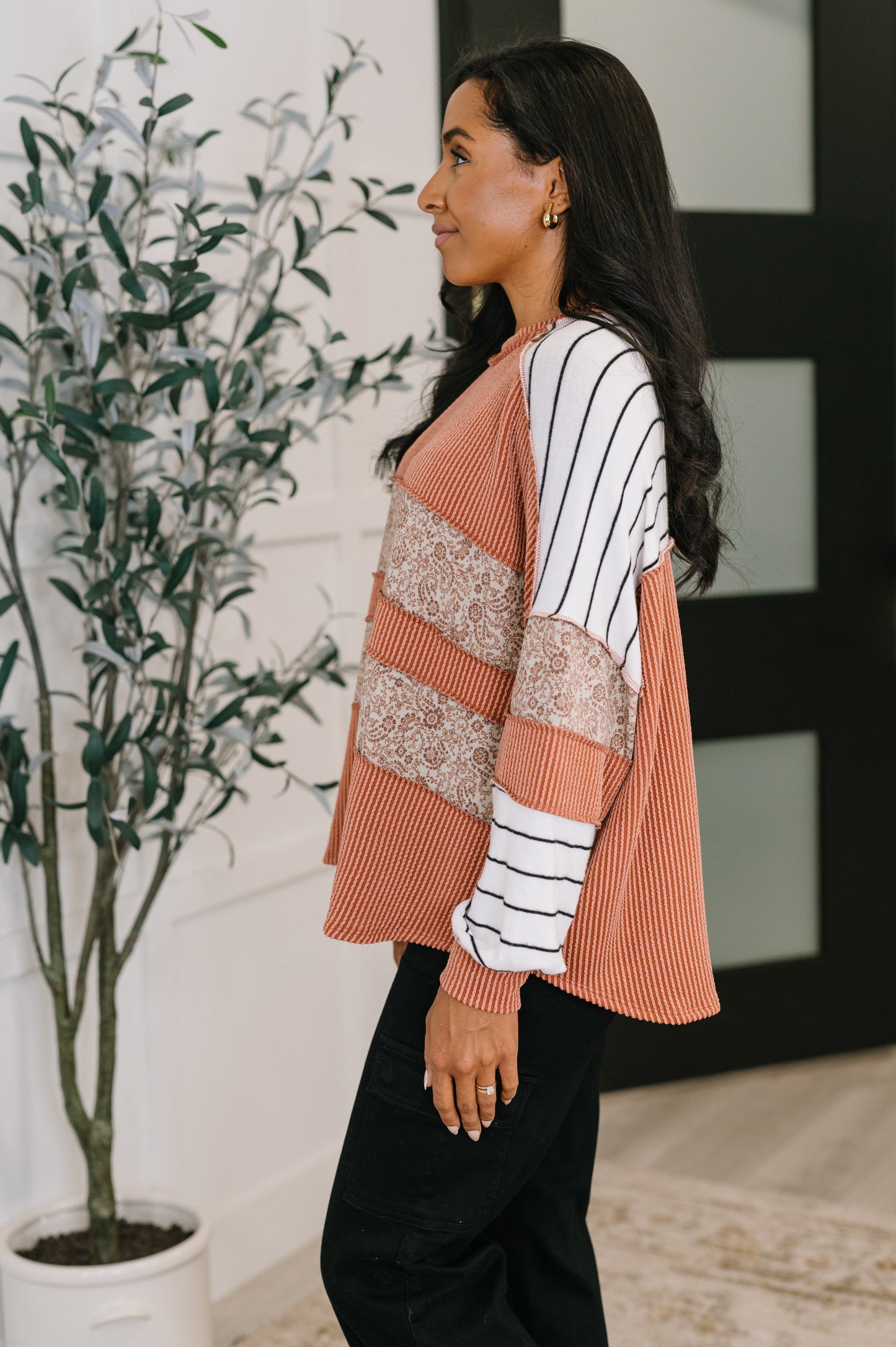 All Over the Place Color Block Relaxed Pullover