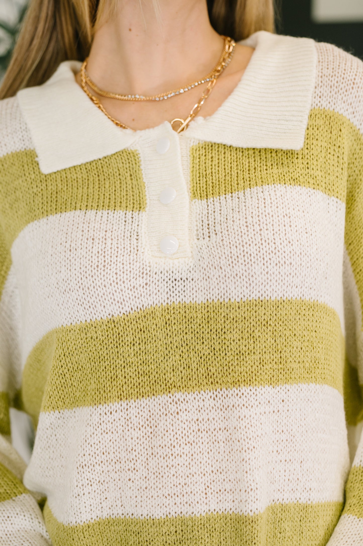 As Long As You're Mine Loose Knit Collared Top