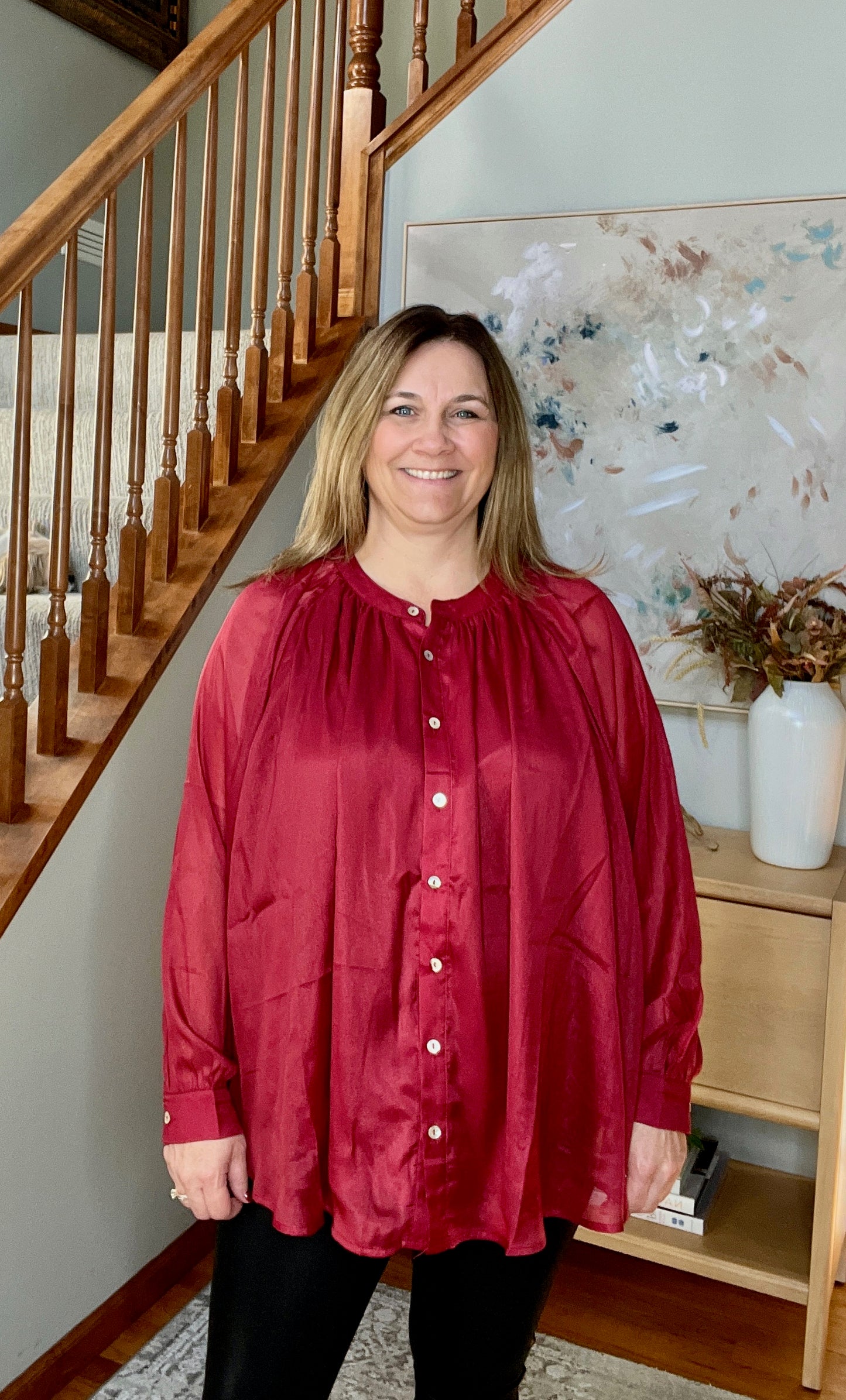 Oversized Bat Sleeve long sleeve blouse