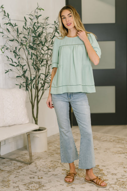 Caught You Looking Crinkle Woven Blouse
