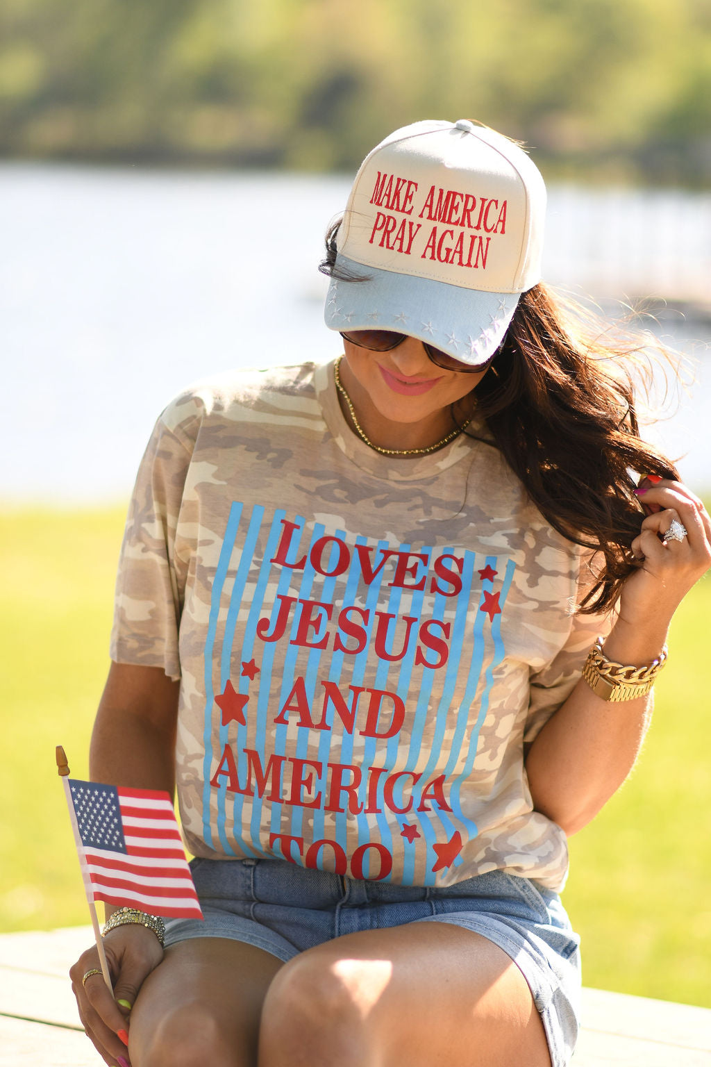 Loves Jesus And America Too Camo Short Sleeve Tee