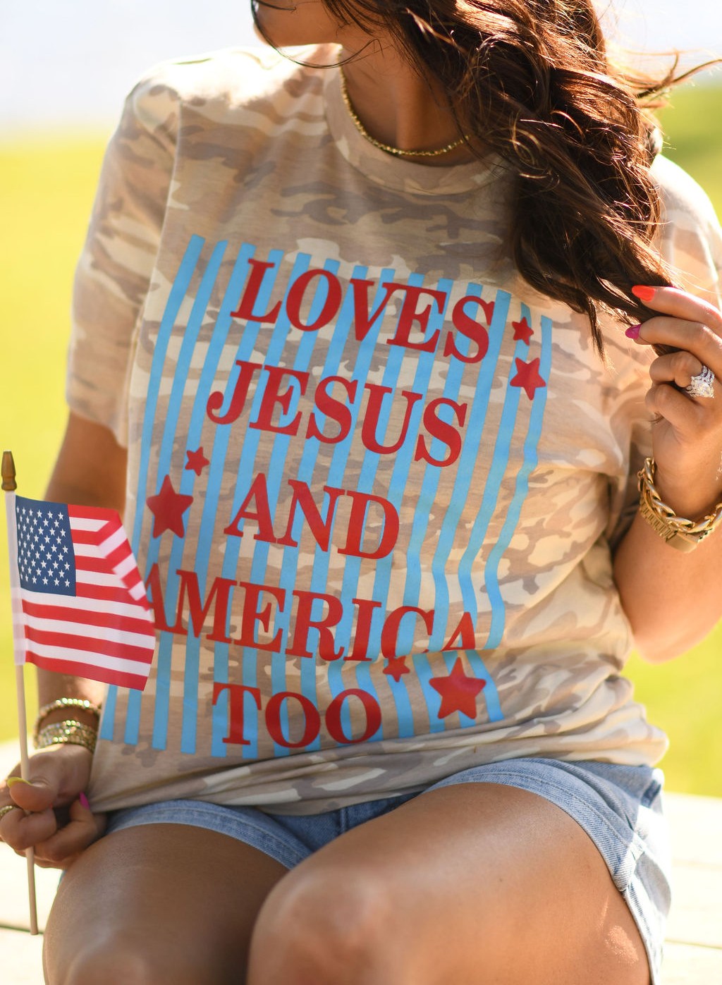 Loves Jesus And America Too Camo Short Sleeve Tee