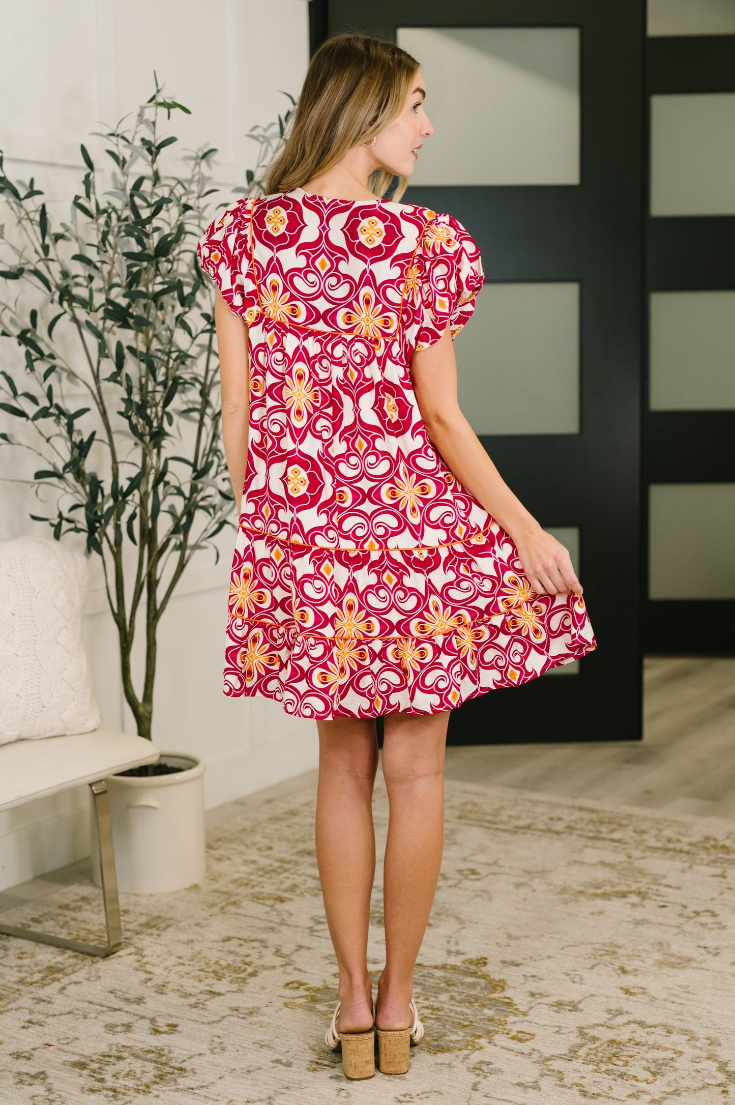 Don't You Go Away Balloon Sleeve Dress