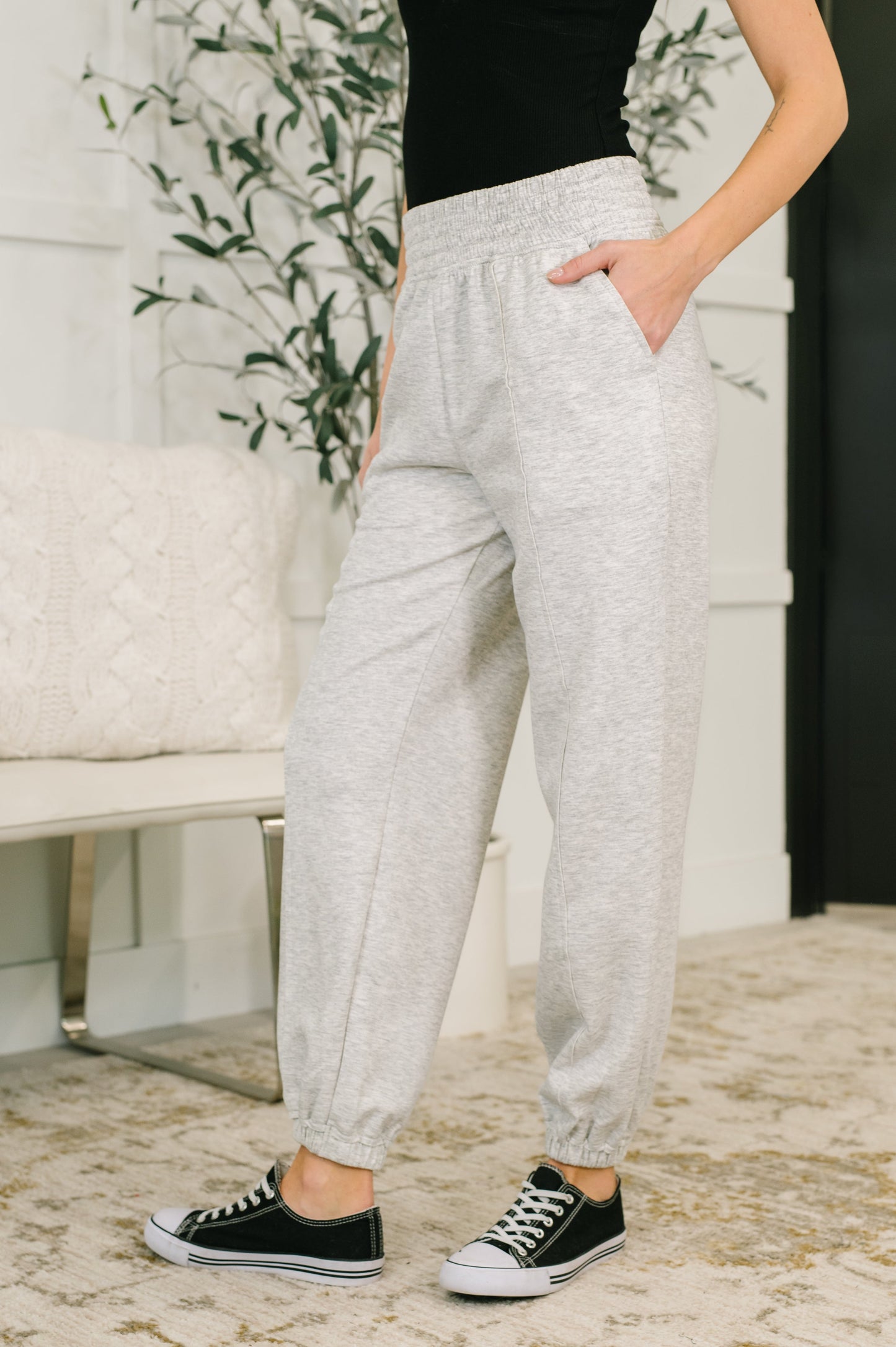 Every Second, Every Hour Jogger Bottoms in Heather Grey