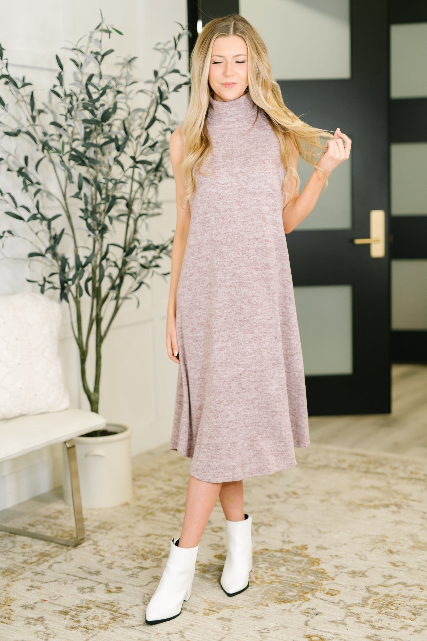 Glam Sleeveless Dress and Cardigan Set in Wine