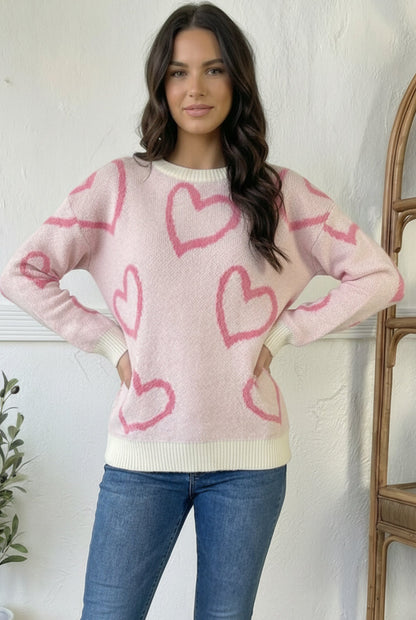 Love Notes Jacquard Long Sleeve Crewneck Sweater