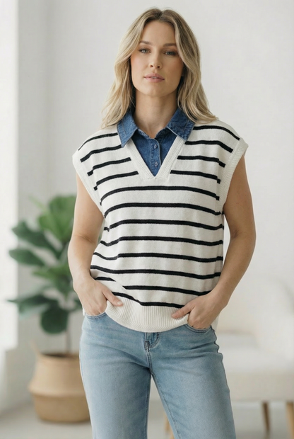 With an Ocean View Striped Sweater Vest