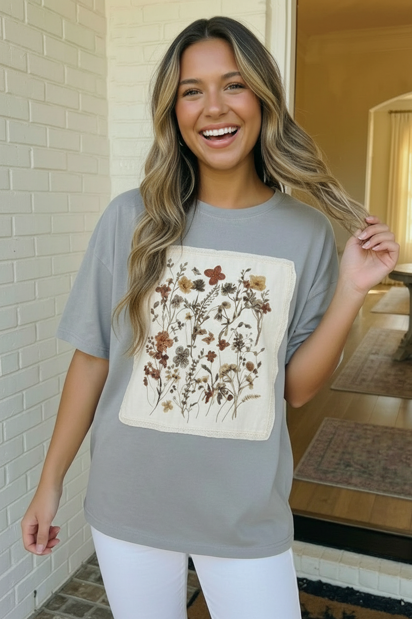 Wildflower Patch Oversized Graphic Short Sleeve Tee