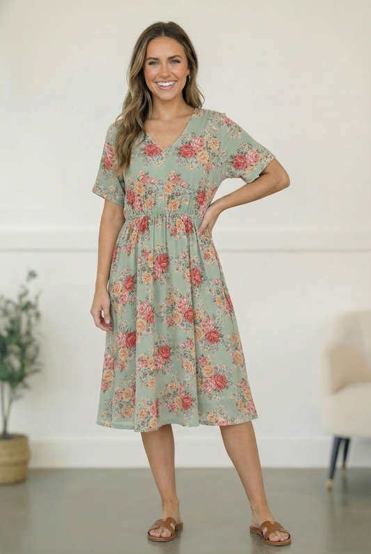 Spring at a Garden Wedding Midi Dress