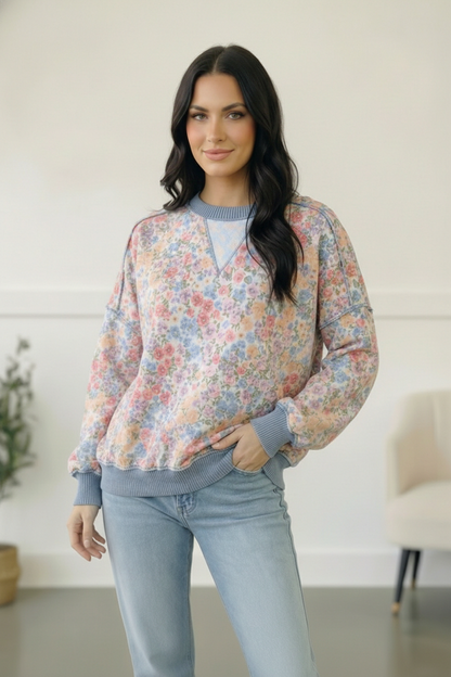 Meadow Breeze Floral Long Sleeve Pullover