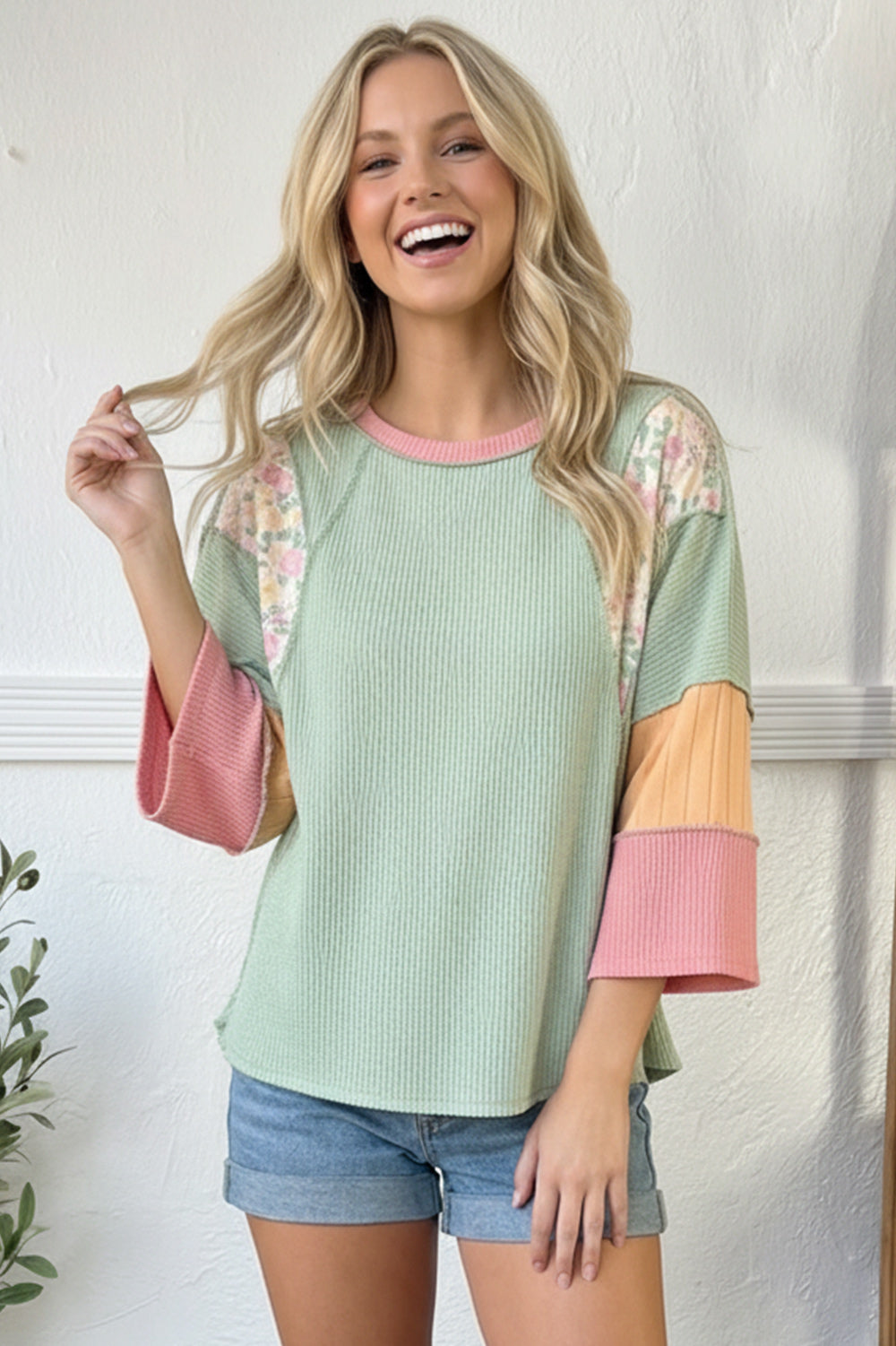Mint Blossom Oversized Knit Tee