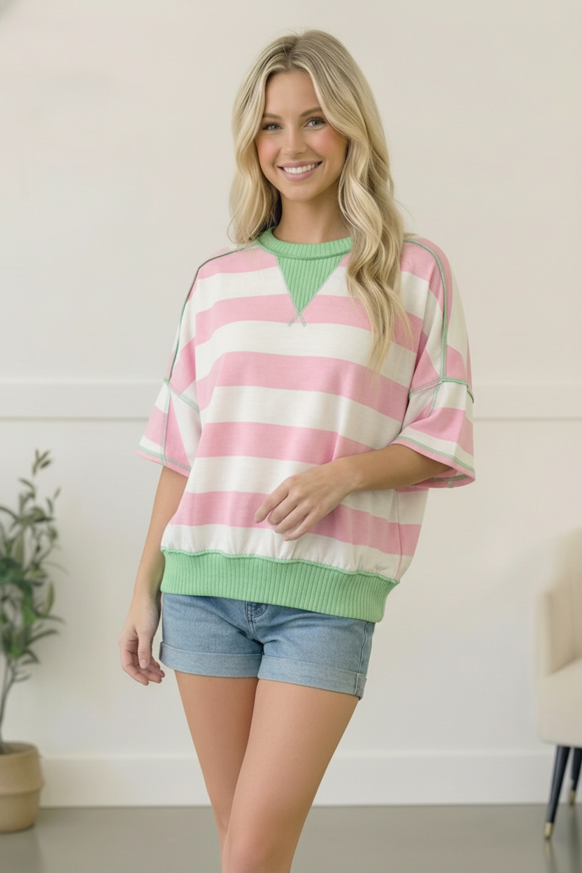 Pink Sugar Rush Colorblock Top
