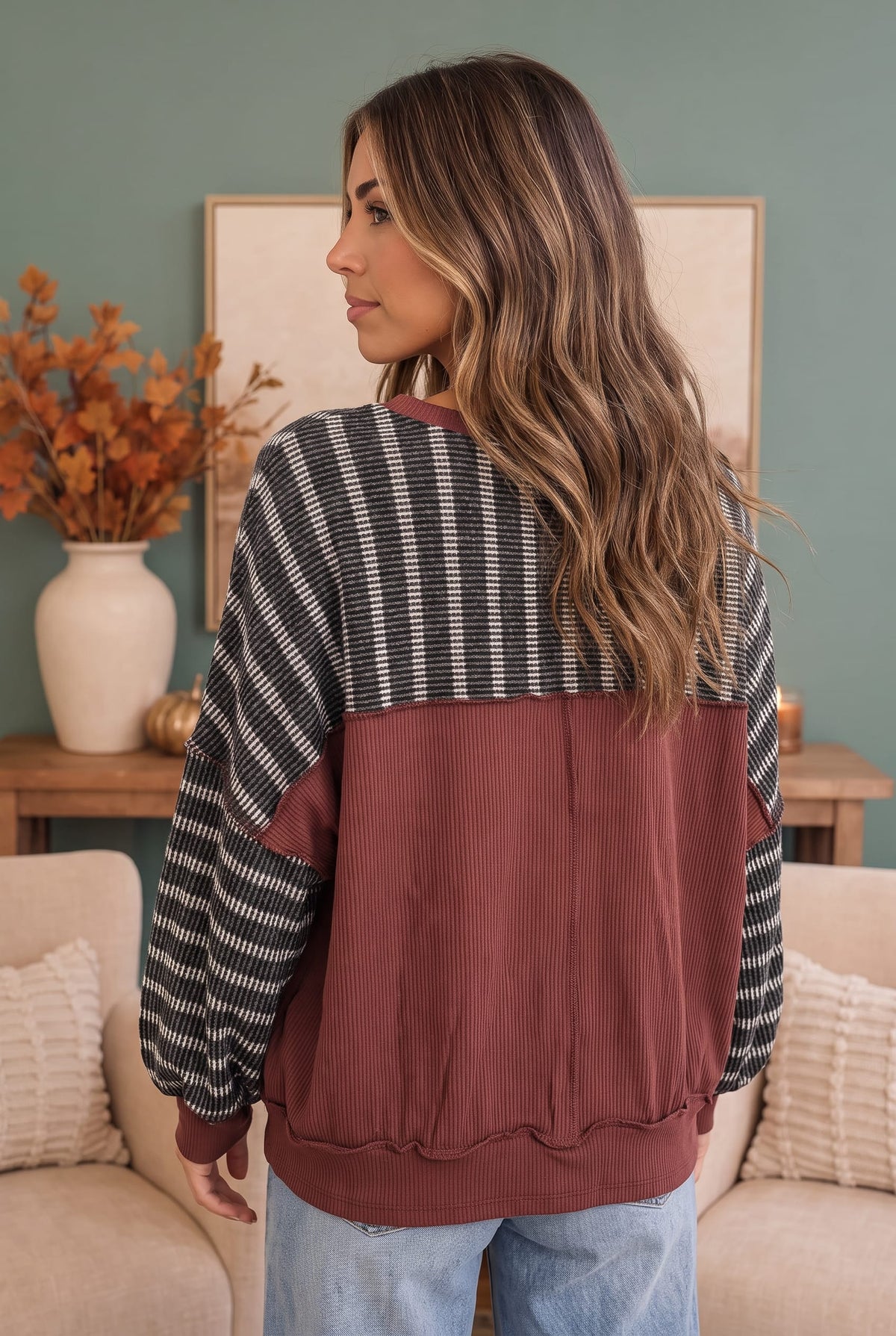 Perfect Plum Striped Long Sleeve Pullover