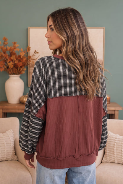 Perfect Plum Striped Long Sleeve Pullover