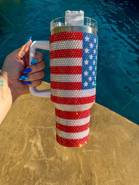 America 40oz Rhinestone Tumbler
