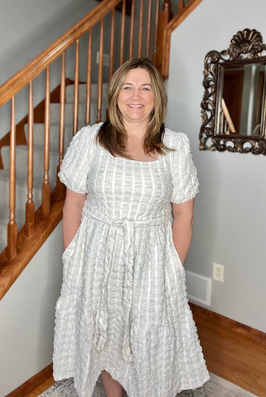 On Cloud Nine Bubble Midi Dress