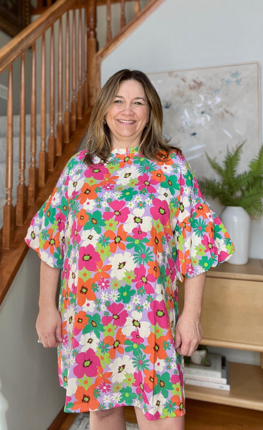 No Garden, No Problem Bubble Sleeve Dress