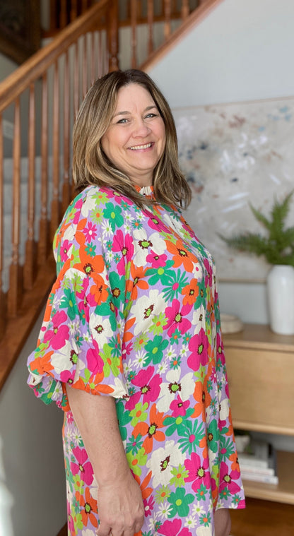 No Garden, No Problem Bubble Sleeve Dress