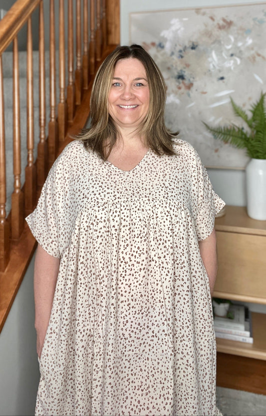 Rodeo Lights Dolman Sleeve Dress in Oatmeal