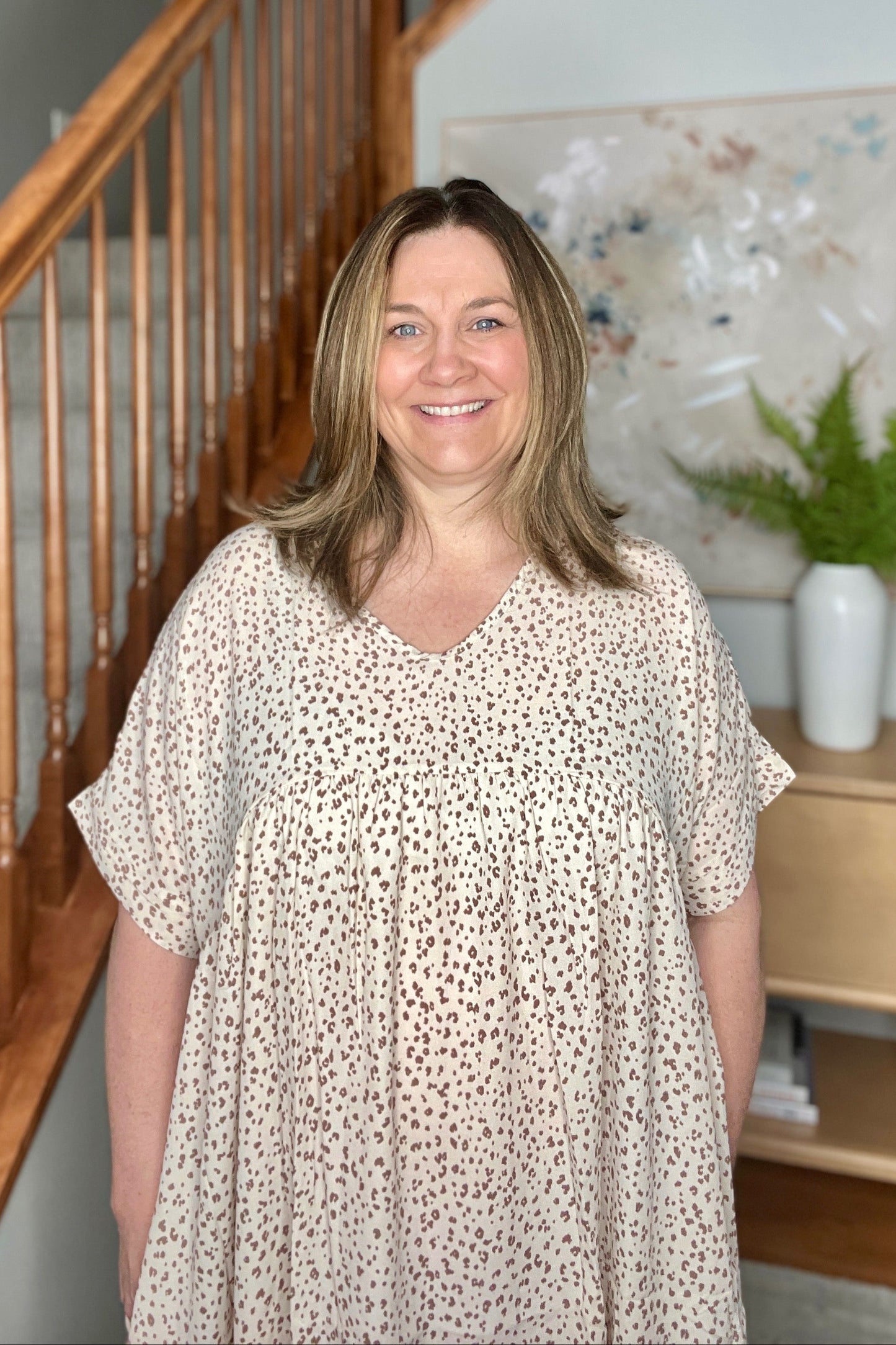 Rodeo Lights Dolman Sleeve Dress in Oatmeal