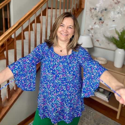 Willow Bell Sleeve Top in Royal