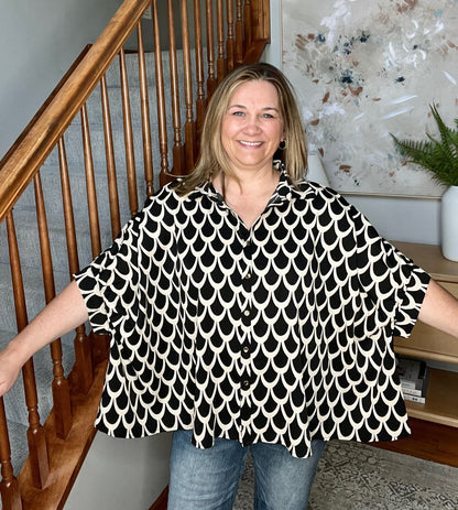Art Deco Button Up Blouse