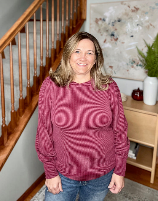 Simply Styled Balloon Sleeve Knit Top