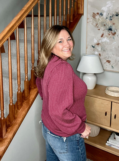 Simply Styled Balloon Sleeve Knit Top