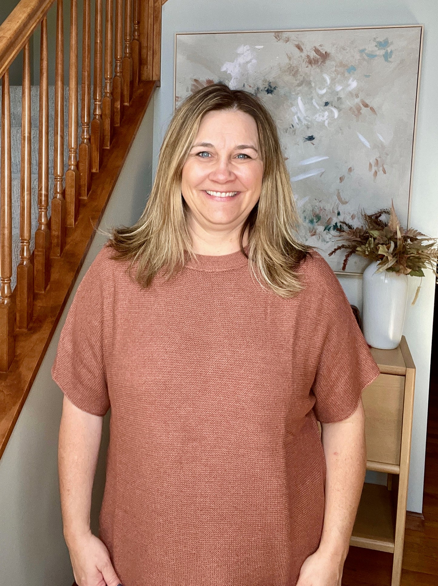 Relaxing Away Dolman Sleeve Knit Top in Coffee