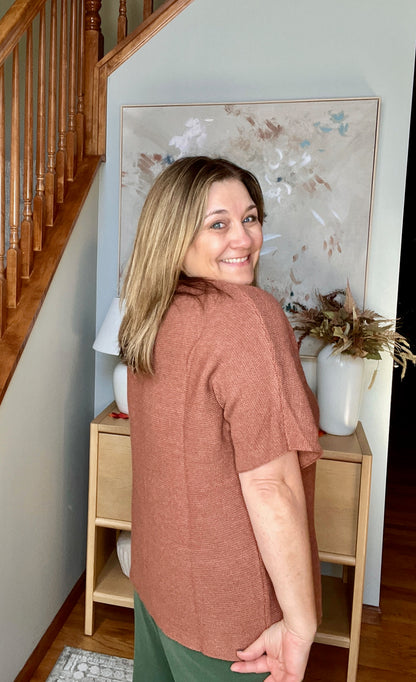 Relaxing Away Dolman Sleeve Knit Top in Coffee