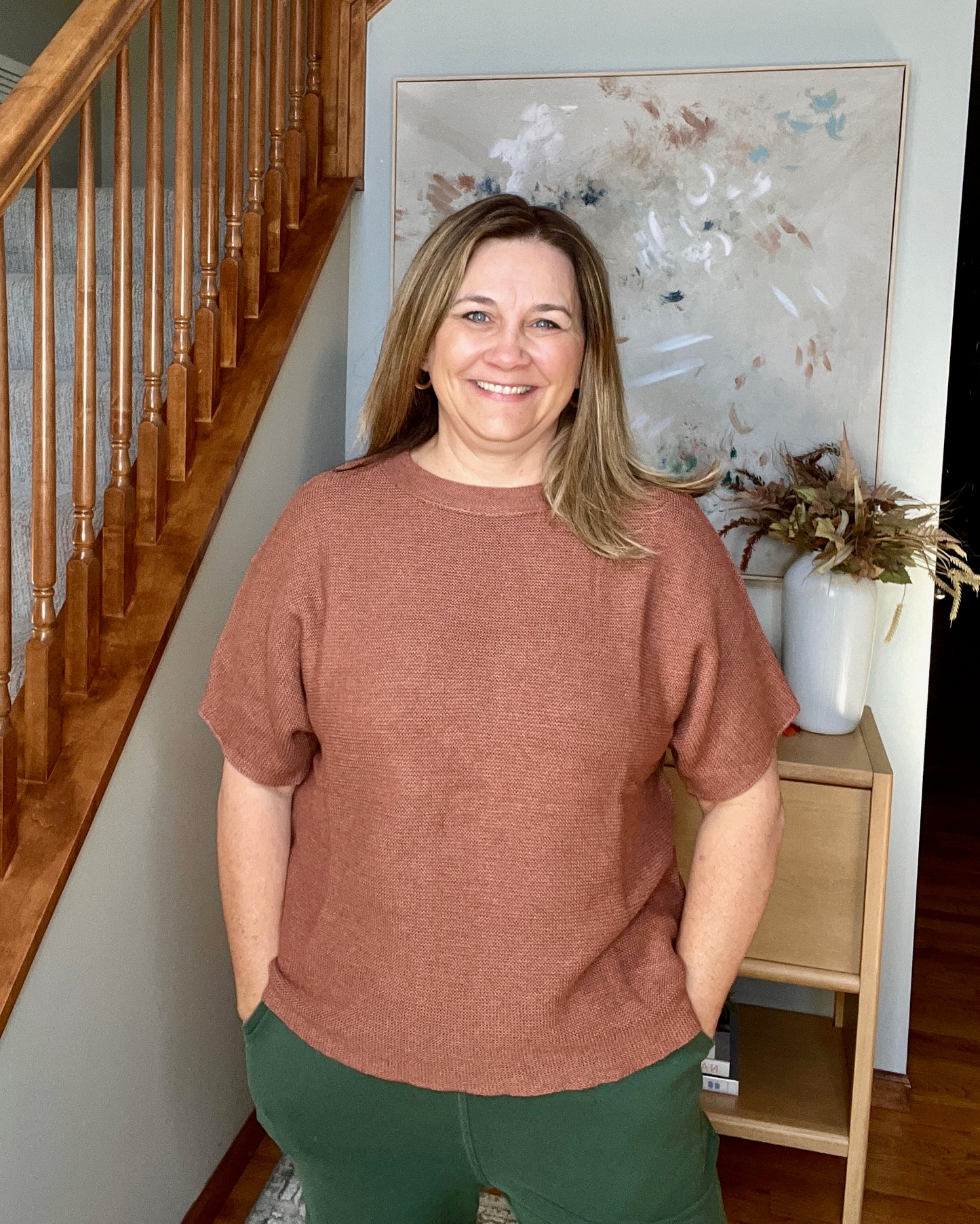 Relaxing Away Dolman Sleeve Knit Top in Coffee