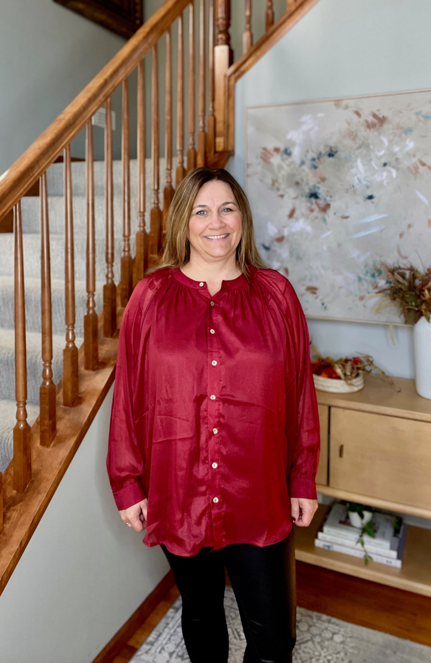 Smiles and Pouts Bat Sleeve Button Down