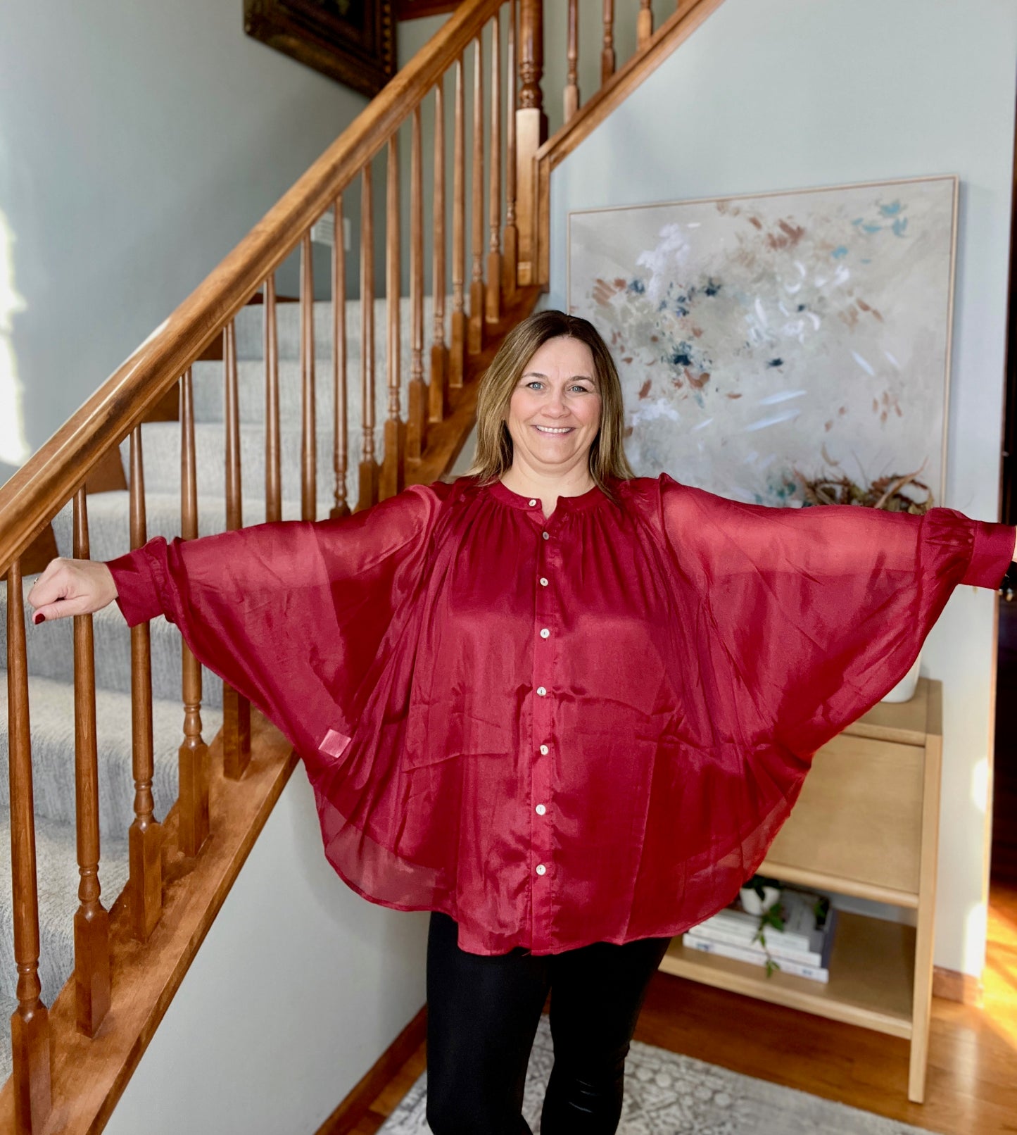 Smiles and Pouts Bat Sleeve Button Down