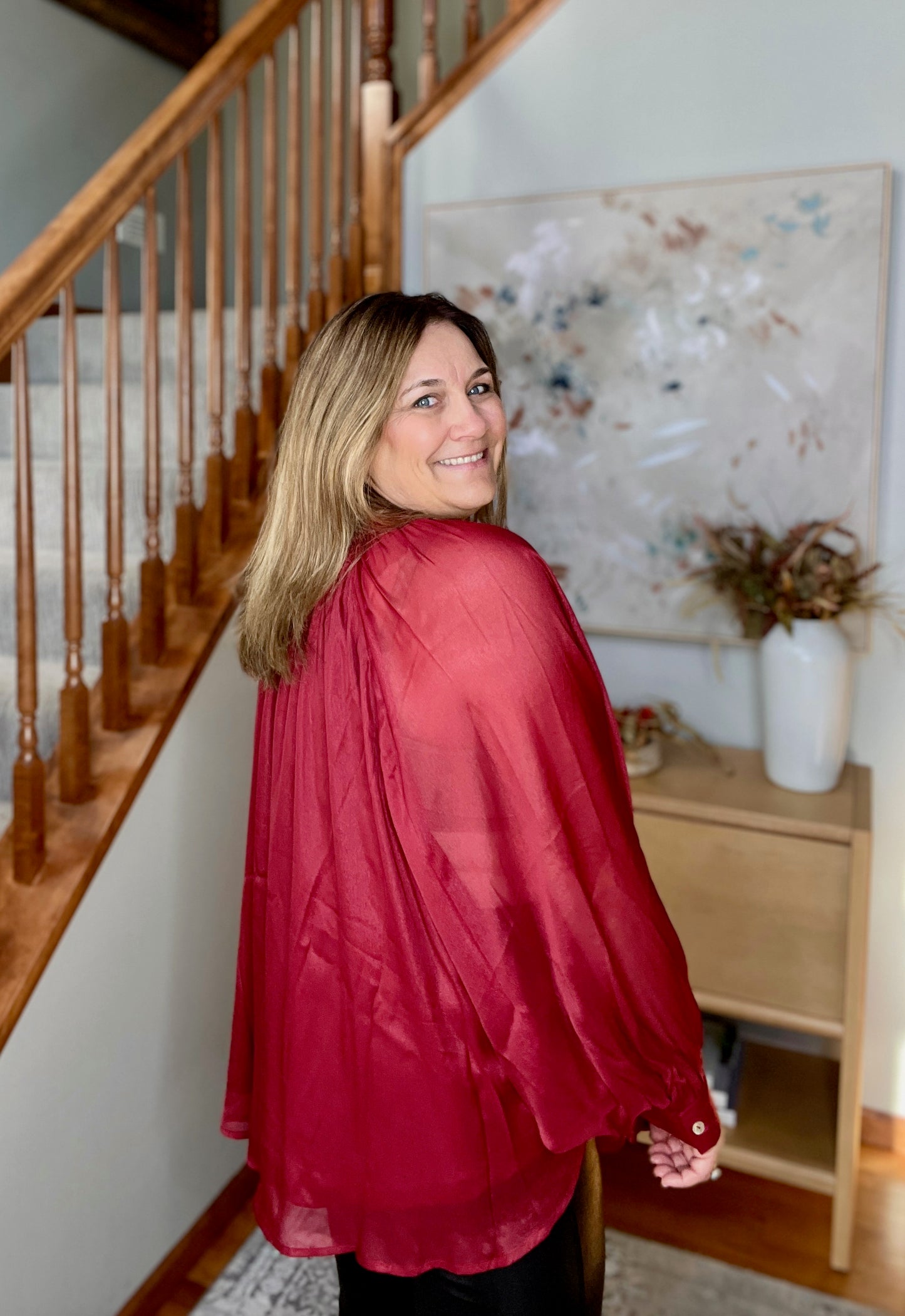 Smiles and Pouts Bat Sleeve Button Down