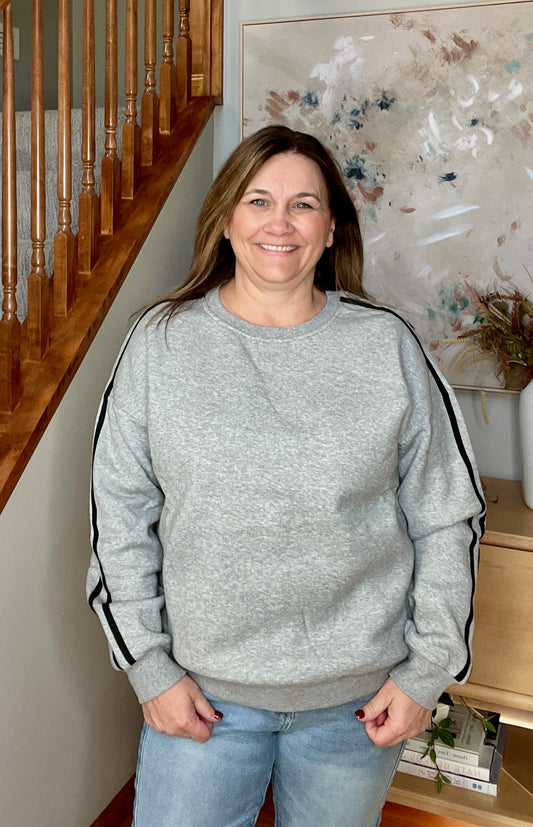 Don't Get Stuck Stripe Detail Sweatshirt