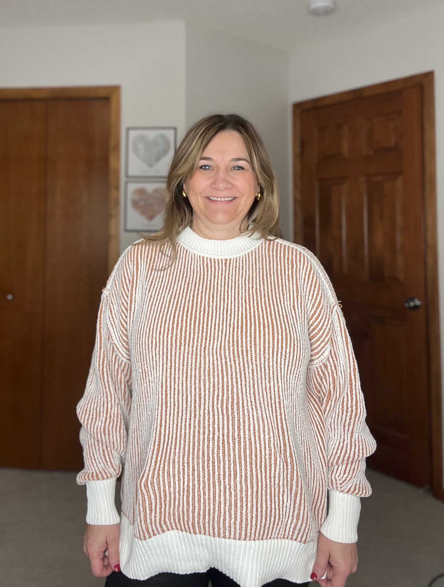 Least High Maintenance Contrast Trim Sweater