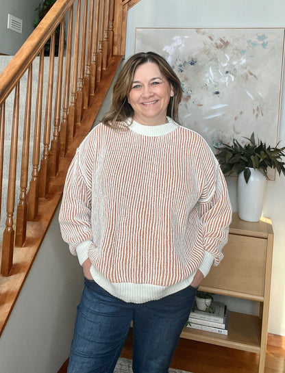 Least High Maintenance Contrast Trim Sweater