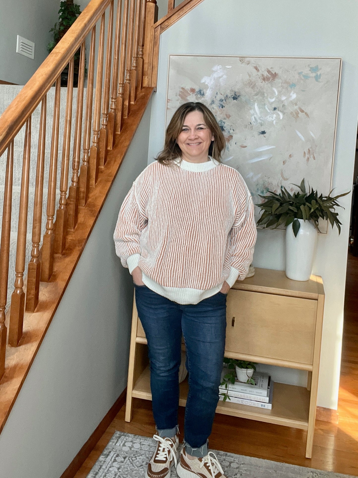 Least High Maintenance Contrast Trim Sweater