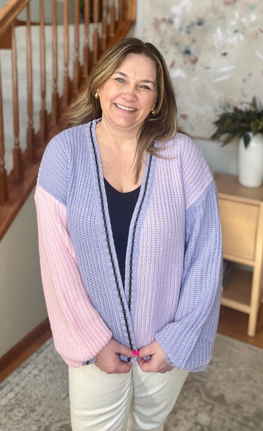 Coffee Date Color Block Cardigan