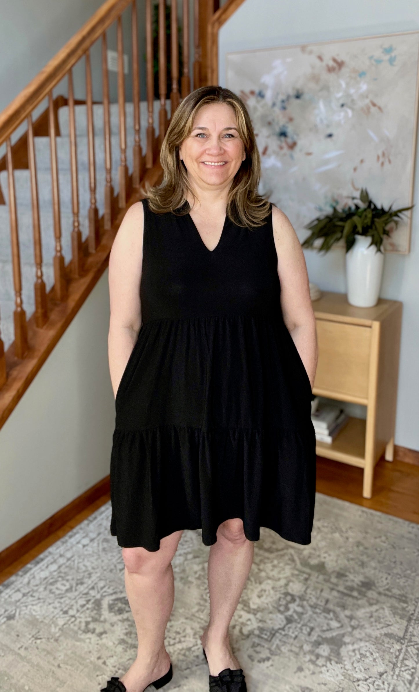 Lizzy Tiered Tank Dress in Black