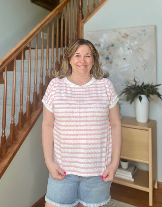 Chic Streak Dolman Sleeve Top in pink