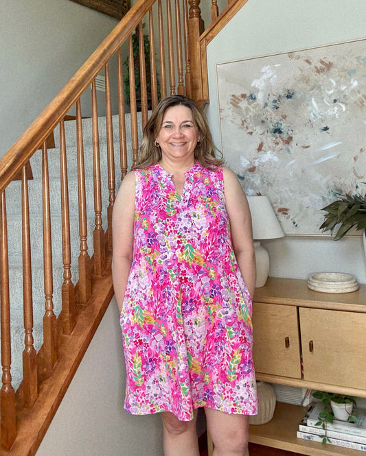Lizzy Tank Dress in Magenta Spring Floral