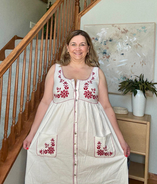 Whispering Petals Scoop Neck Dress