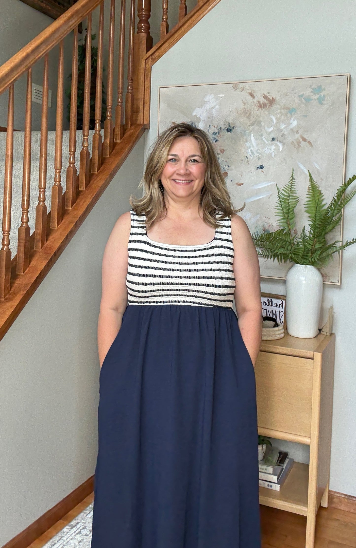 Dockside Darling Midi Dress in Navy