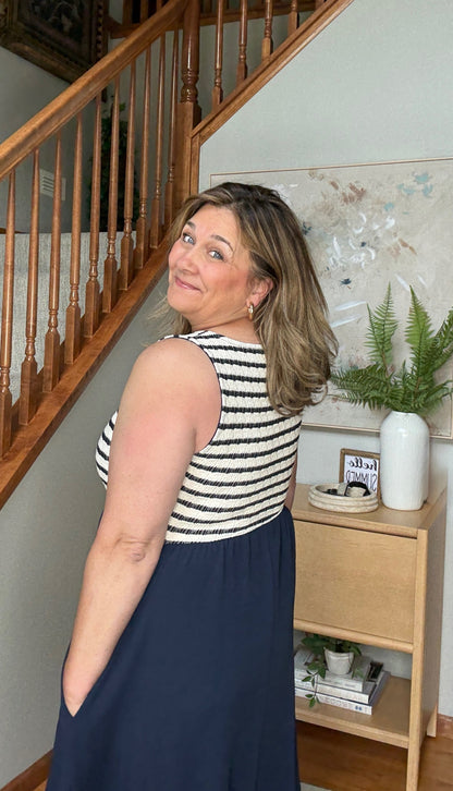 Dockside Darling Midi Dress in Navy