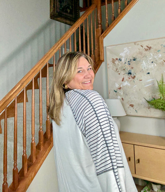 Preoccupied Striped Sleeve Top in Black