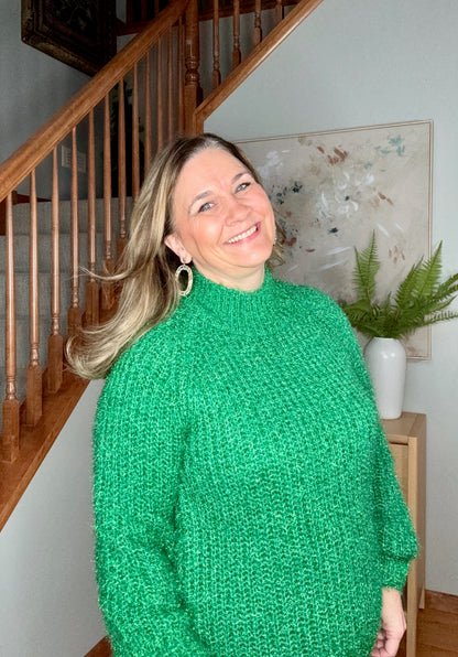 Glitter Yarn Mock Neck Long Sleeve Sweater